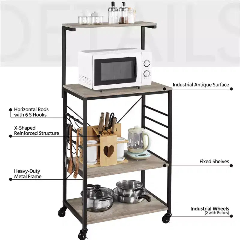 Yaheetech 50.5H Kitchen Baker's Rack with Side Hooks