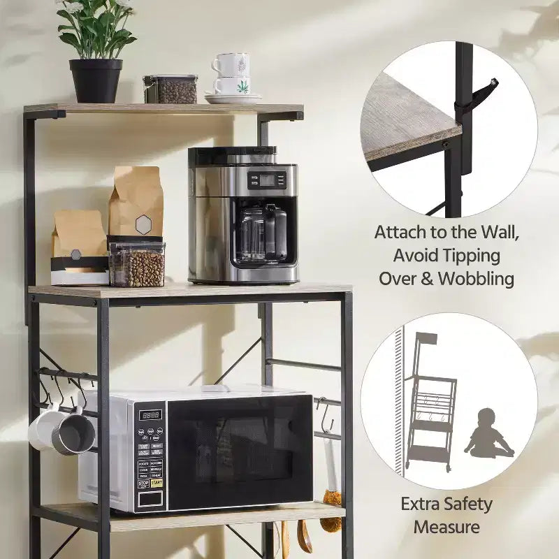 Yaheetech 50.5H Kitchen Baker's Rack with Side Hooks