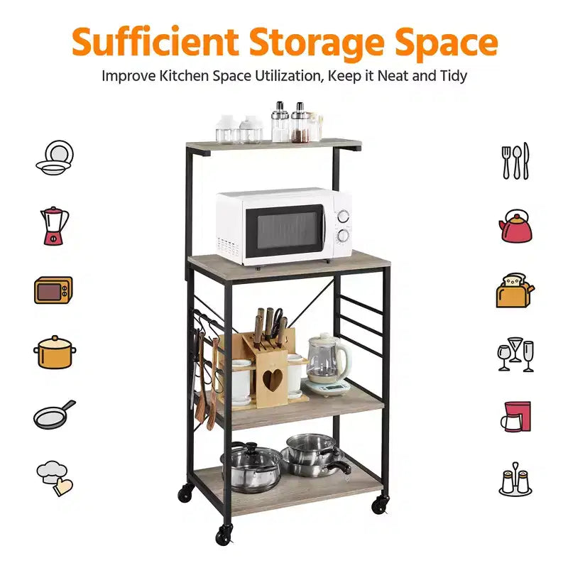 Yaheetech 50.5H Kitchen Baker's Rack with Side Hooks