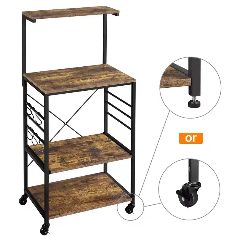 Yaheetech 50.5H Kitchen Baker's Rack with Side Hooks