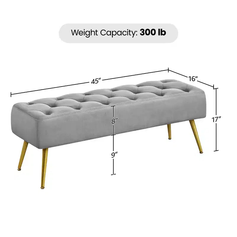 Yaheetech Modern Upholstered Button-Tufted Ottoman Footstool Bench for Bedroom