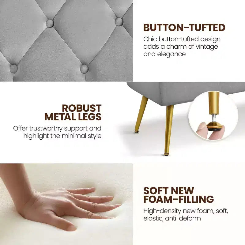 Yaheetech Modern Upholstered Button-Tufted Ottoman Footstool Bench for Bedroom
