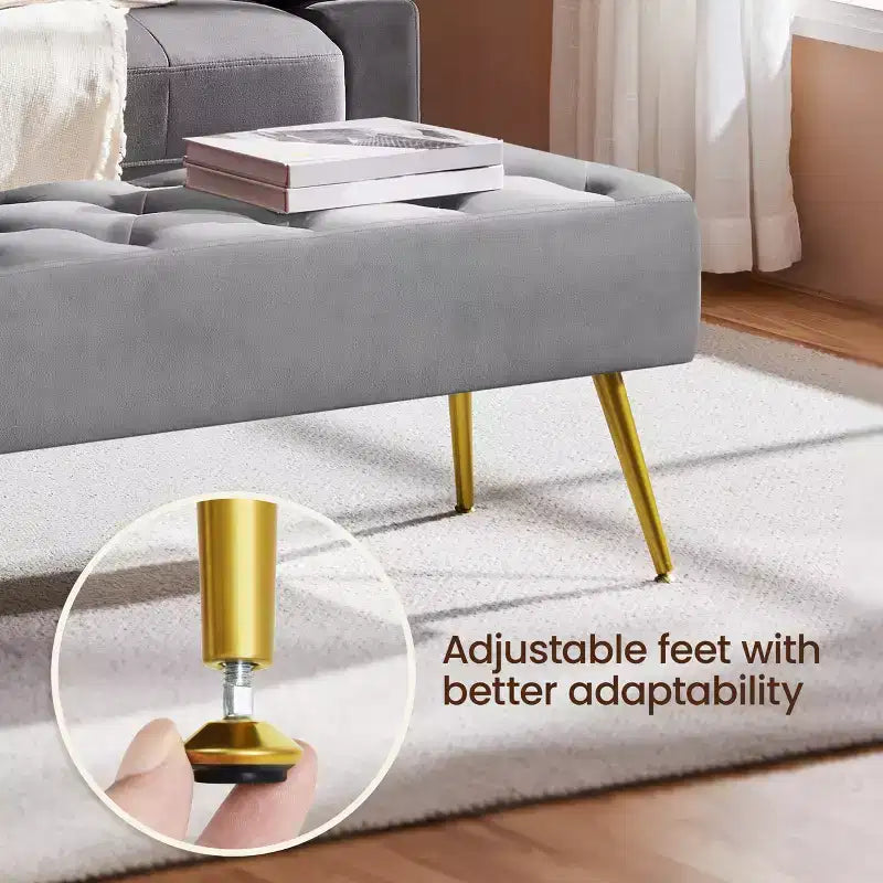 Yaheetech Modern Upholstered Button-Tufted Ottoman Footstool Bench for Bedroom