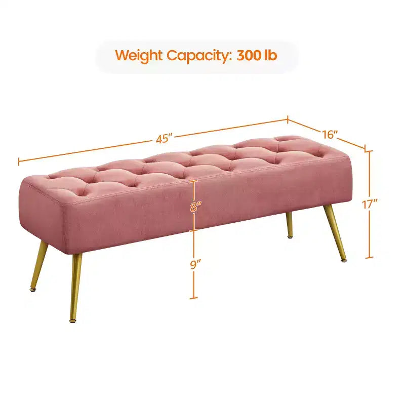 Yaheetech Modern Upholstered Button-Tufted Ottoman Footstool Bench for Bedroom