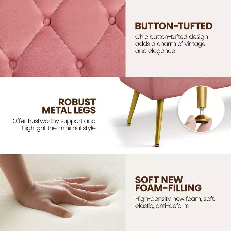 Yaheetech Modern Upholstered Button-Tufted Ottoman Footstool Bench for Bedroom