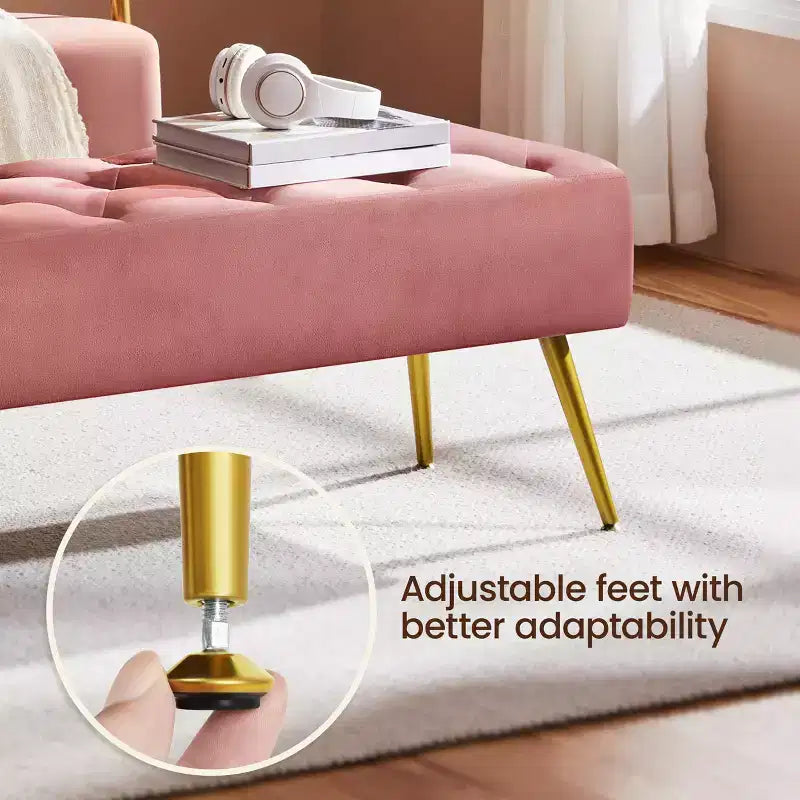 Yaheetech Modern Upholstered Button-Tufted Ottoman Footstool Bench for Bedroom