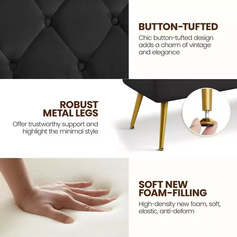 Yaheetech Modern Upholstered Button-Tufted Ottoman Footstool Bench for Bedroom