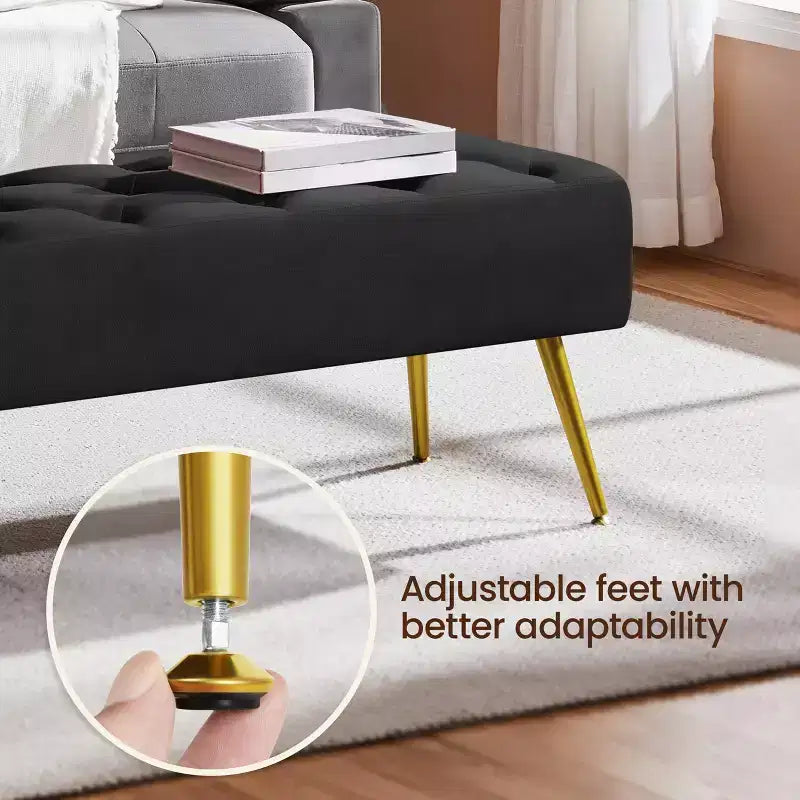 Yaheetech Modern Upholstered Button-Tufted Ottoman Footstool Bench for Bedroom