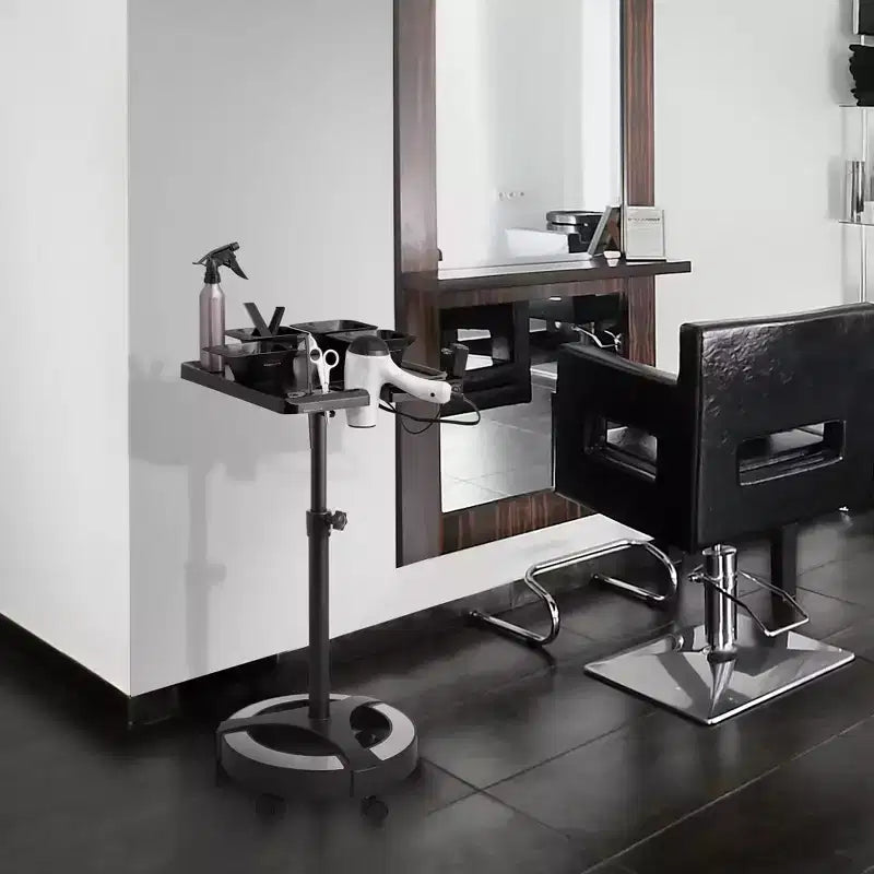 Saloniture Rolling Salon Coloring Tray - Portable Hair Stylist Trolley with Magnetic Bowls, Black