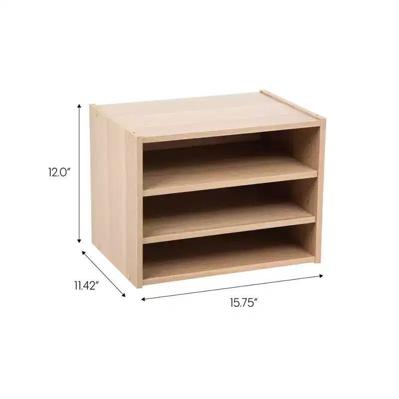 IRIS USA TACHI Modular Wood Stacking Storage Box with Shelf