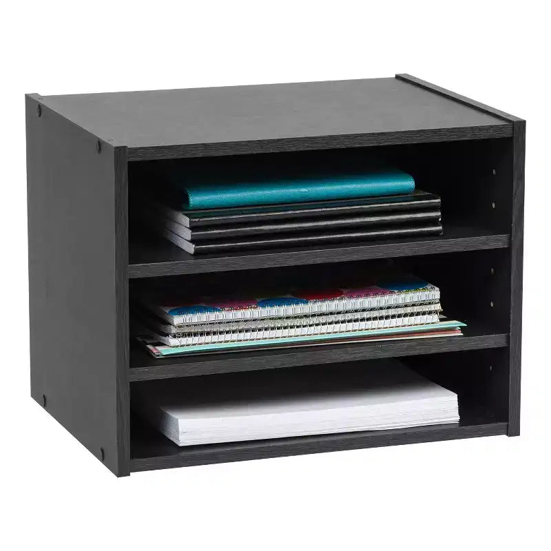 IRIS USA TACHI Modular Wood Stacking Storage Box with Shelf