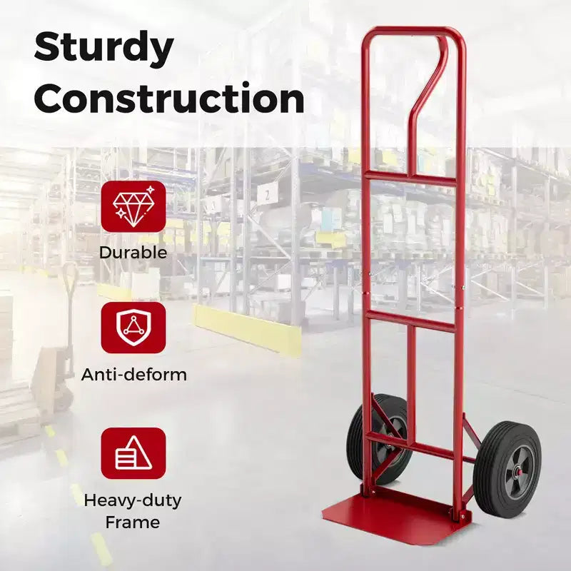 Costway Heavy Duty Hand Truck 660lbs Capacity Trolley Cart with Foldable Nose Plate Black/Red