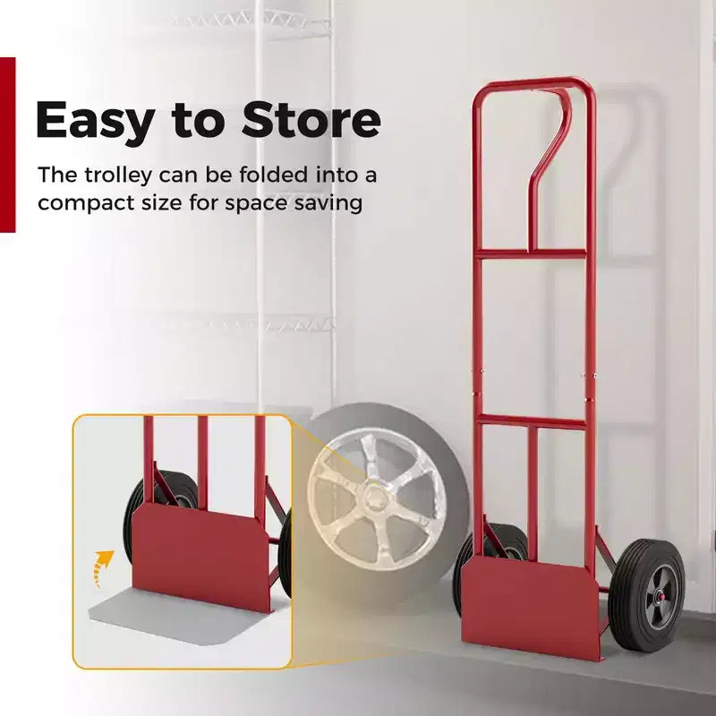 Costway Heavy Duty Hand Truck 660lbs Capacity Trolley Cart with Foldable Nose Plate Black/Red