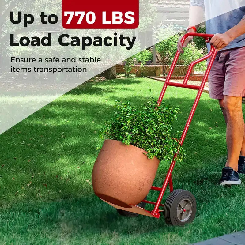 Costway Heavy Duty Hand Truck 660lbs Capacity Trolley Cart with Foldable Nose Plate Black/Red