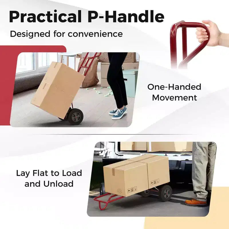 Costway Heavy Duty Hand Truck 660lbs Capacity Trolley Cart with Foldable Nose Plate Black/Red