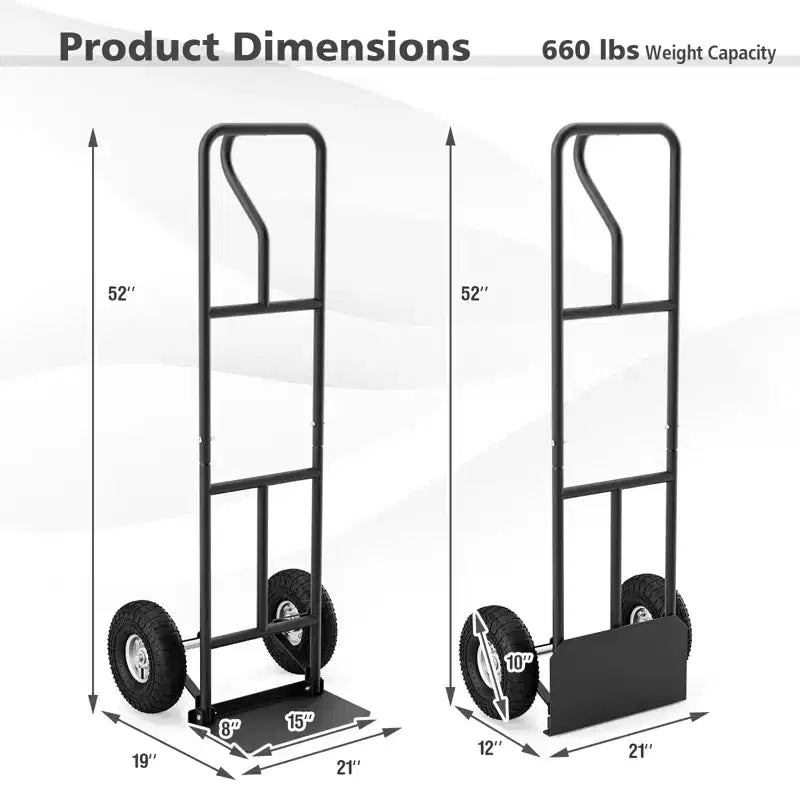 Costway Heavy Duty Hand Truck 660lbs Capacity Trolley Cart with Foldable Nose Plate Black/Red
