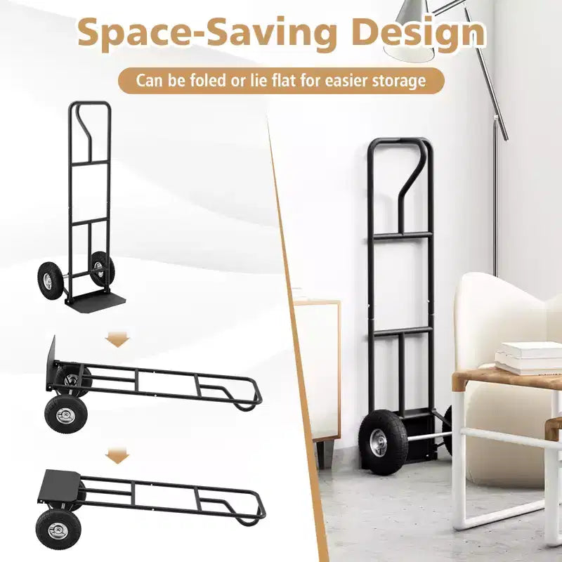 Costway Heavy Duty Hand Truck 660lbs Capacity Trolley Cart with Foldable Nose Plate Black/Red