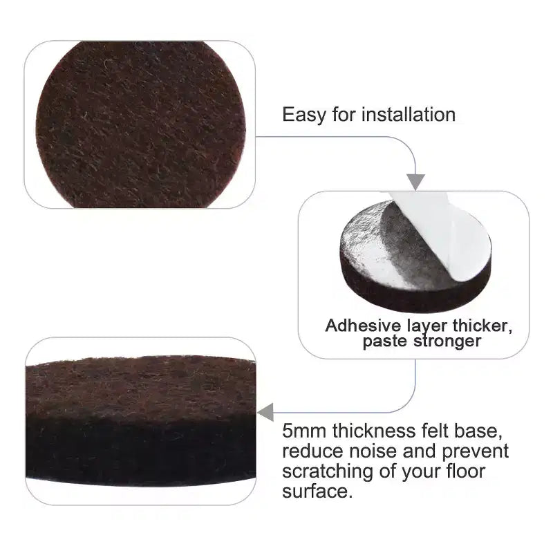 Unique Bargains Round Self-Stick Non-Slip Anti-Scratch Floor Protector Furniture Felt Pads Dark Brown 50 Pcs