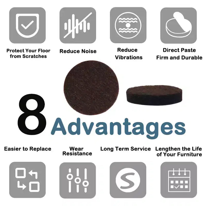 Unique Bargains Round Self-Stick Non-Slip Anti-Scratch Floor Protector Furniture Felt Pads Dark Brown 50 Pcs