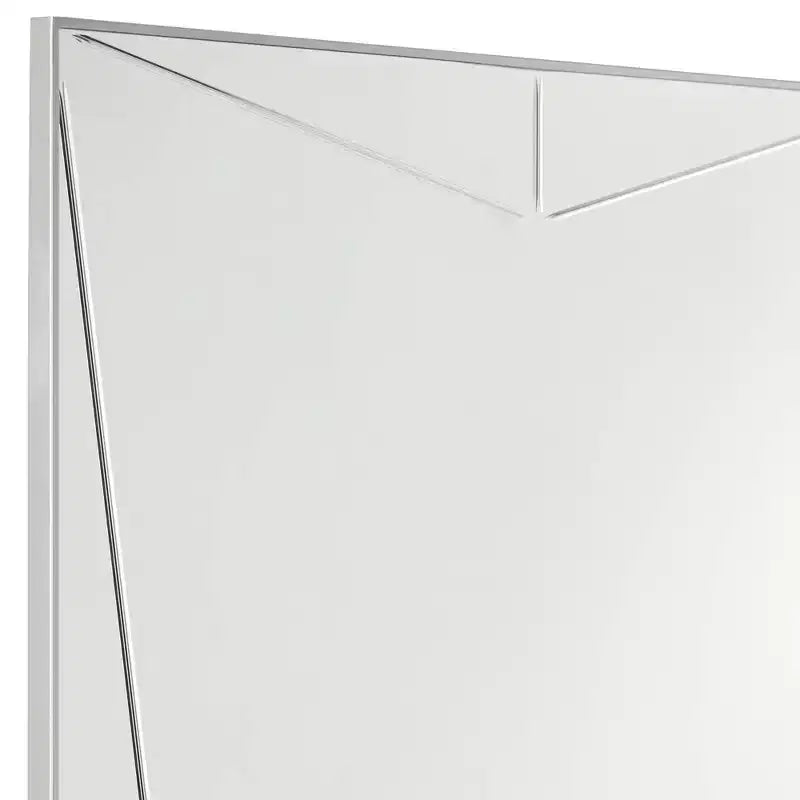 Possini Euro Design Relevei Rectangular Vanity Decorative Wall Mirror Modern Silver Wood Metal Frame 26 Wide Bathroom Bedroom Home