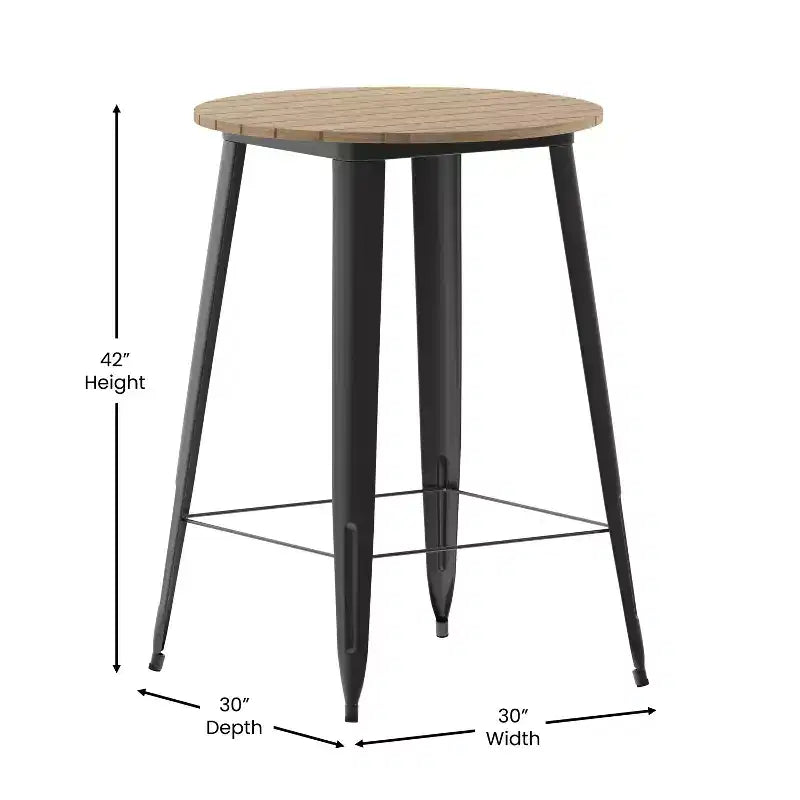 Emma and Oliver Indoor/Outdoor Bar Top Table, 30 Round All Weather Poly Resin Top with Steel base