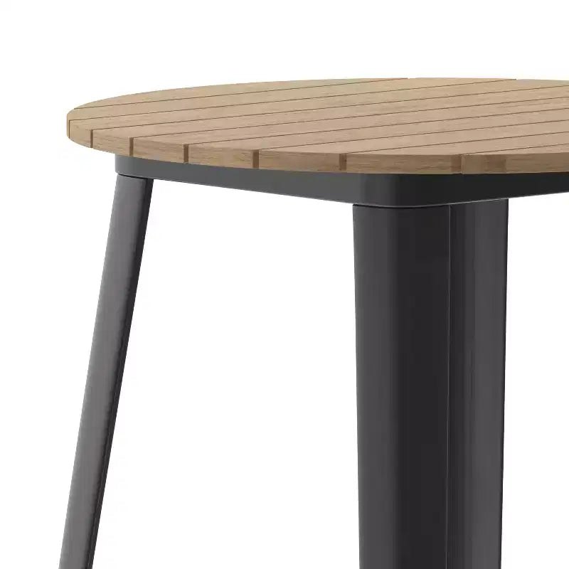 Emma and Oliver Indoor/Outdoor Bar Top Table, 30 Round All Weather Poly Resin Top with Steel base