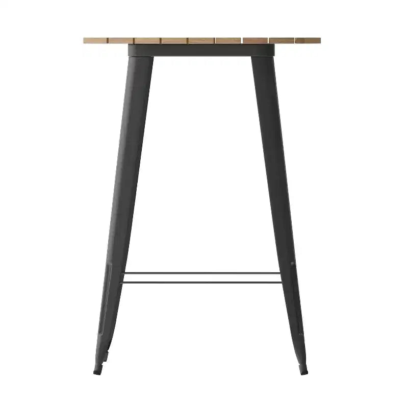 Emma and Oliver Indoor/Outdoor Bar Top Table, 30 Round All Weather Poly Resin Top with Steel base