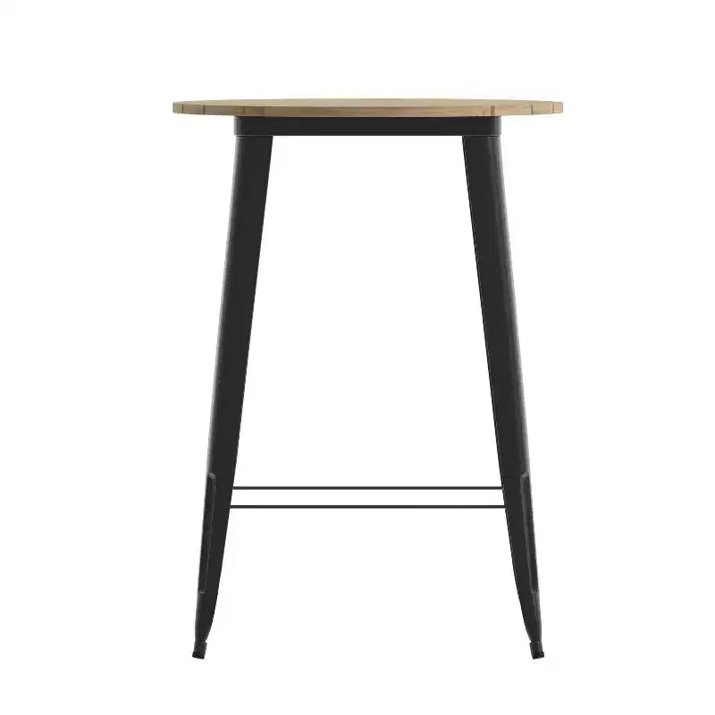 Emma and Oliver Indoor/Outdoor Bar Top Table, 30 Round All Weather Poly Resin Top with Steel base