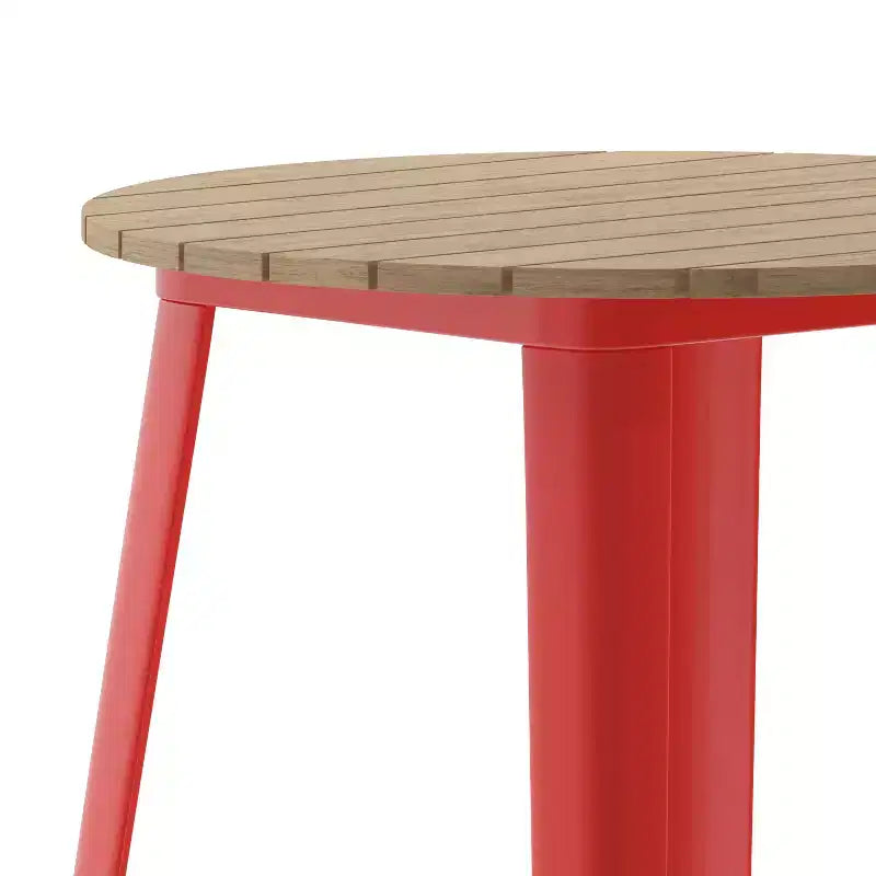 Emma and Oliver Indoor/Outdoor Bar Top Table, 30 Round All Weather Poly Resin Top with Steel base