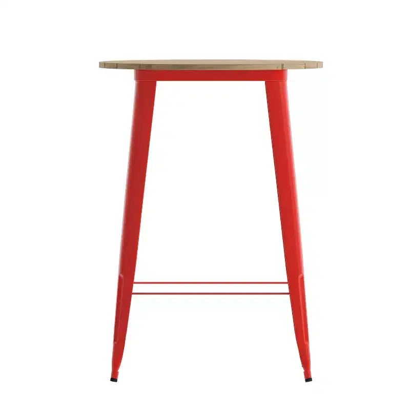 Emma and Oliver Indoor/Outdoor Bar Top Table, 30 Round All Weather Poly Resin Top with Steel base