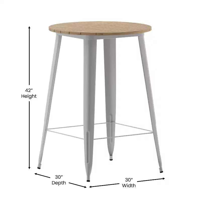 Emma and Oliver Indoor/Outdoor Bar Top Table, 30 Round All Weather Poly Resin Top with Steel base