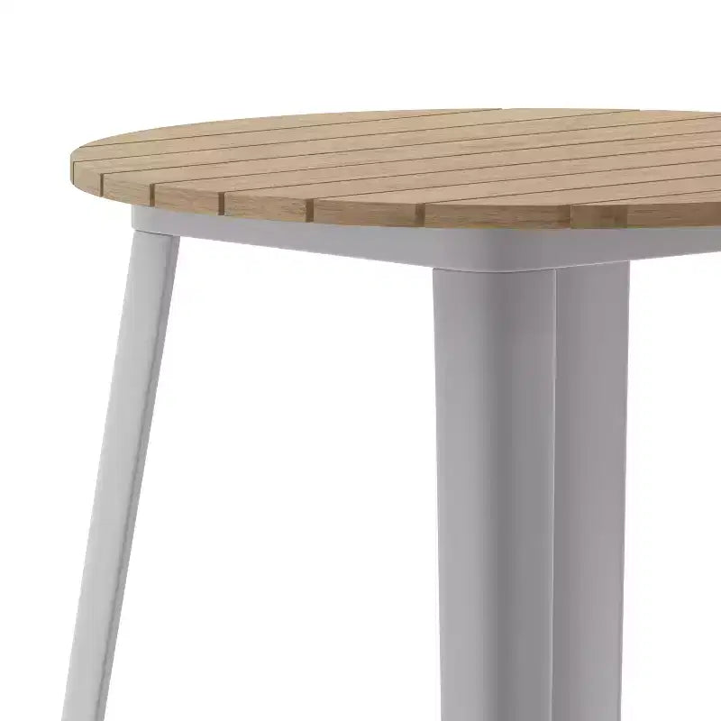 Emma and Oliver Indoor/Outdoor Bar Top Table, 30 Round All Weather Poly Resin Top with Steel base