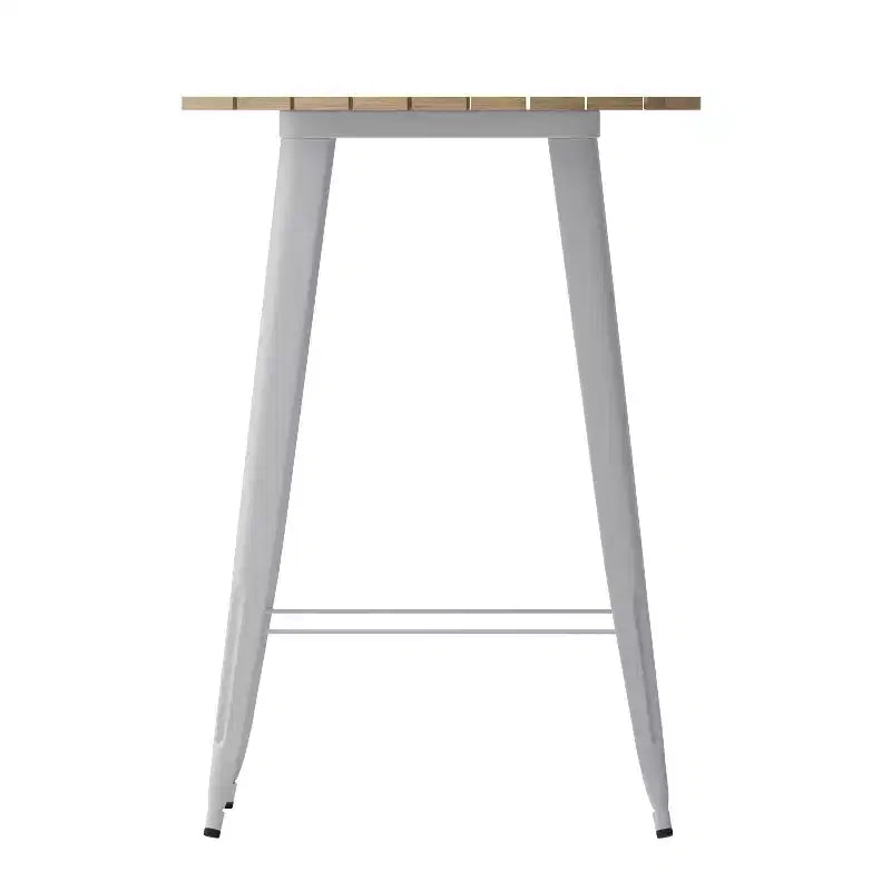 Emma and Oliver Indoor/Outdoor Bar Top Table, 30 Round All Weather Poly Resin Top with Steel base