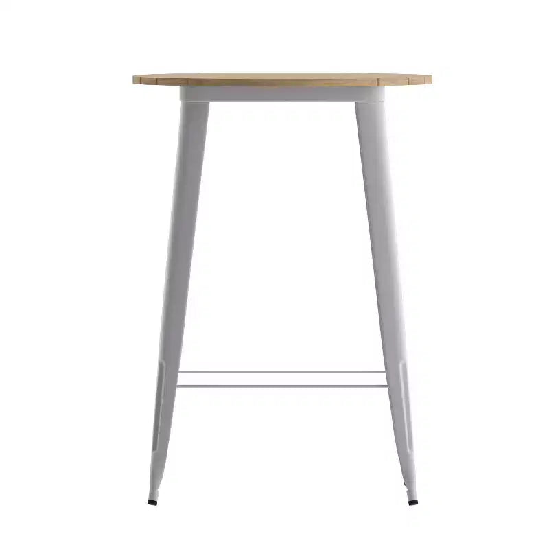 Emma and Oliver Indoor/Outdoor Bar Top Table, 30 Round All Weather Poly Resin Top with Steel base