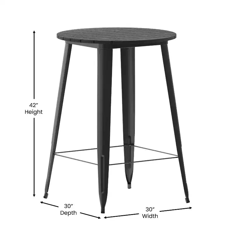 Emma and Oliver Indoor/Outdoor Bar Top Table, 30 Round All Weather Poly Resin Top with Steel base