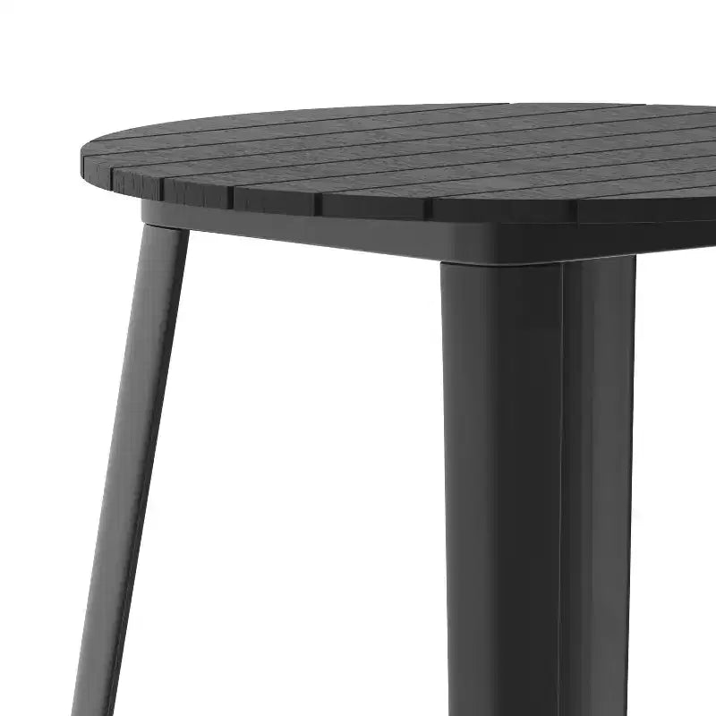 Emma and Oliver Indoor/Outdoor Bar Top Table, 30 Round All Weather Poly Resin Top with Steel base