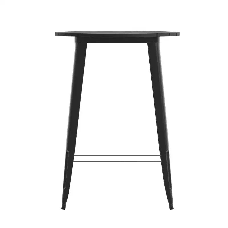Emma and Oliver Indoor/Outdoor Bar Top Table, 30 Round All Weather Poly Resin Top with Steel base