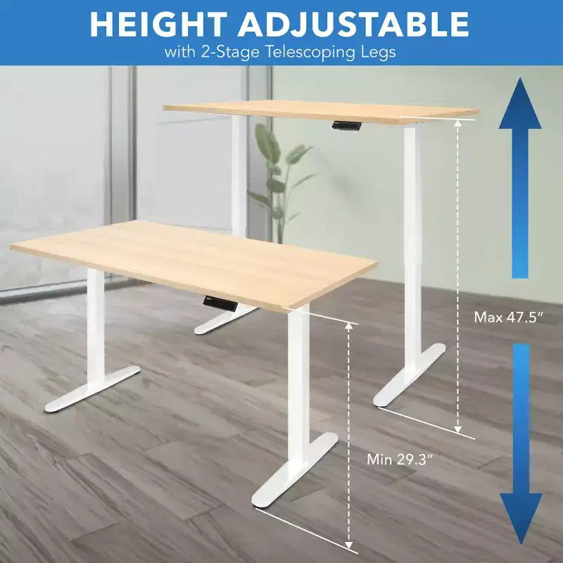 Mount-It! Electric Sit-Stand Desk with Tabletop - White / Maple