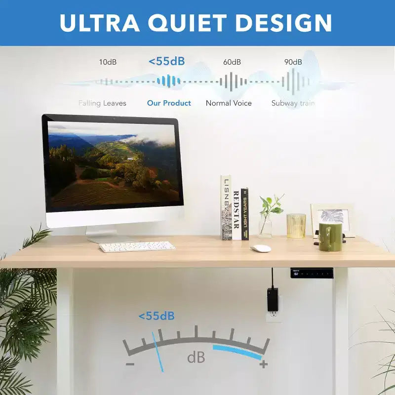 Mount-It! Electric Sit-Stand Desk with Tabletop - White / Maple