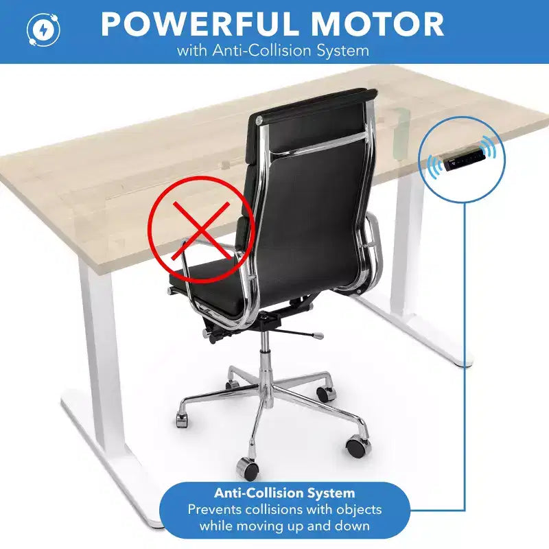 Mount-It! Electric Sit-Stand Desk with Tabletop - White / Maple