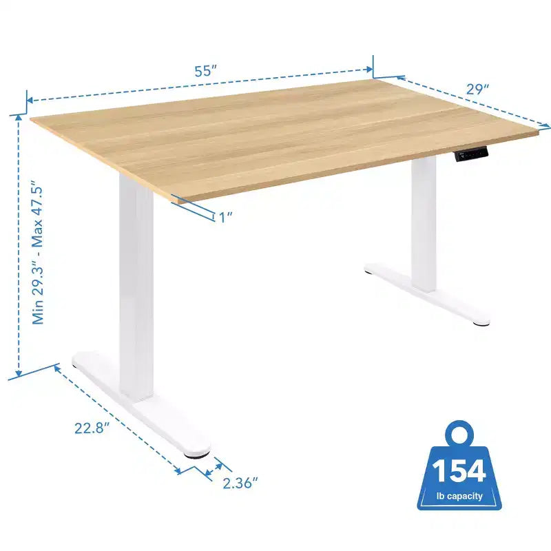 Mount-It! Electric Sit-Stand Desk with Tabletop - White / Maple