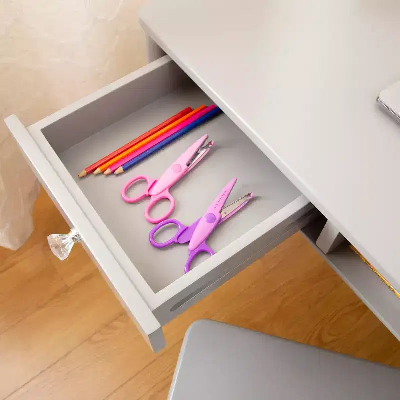 Guidecraft Dahlia Kids Desk and Chair Set :Wooden Study Table with Storage Drawer and Chair Set for Girls | Kids Bedroom Desk Set