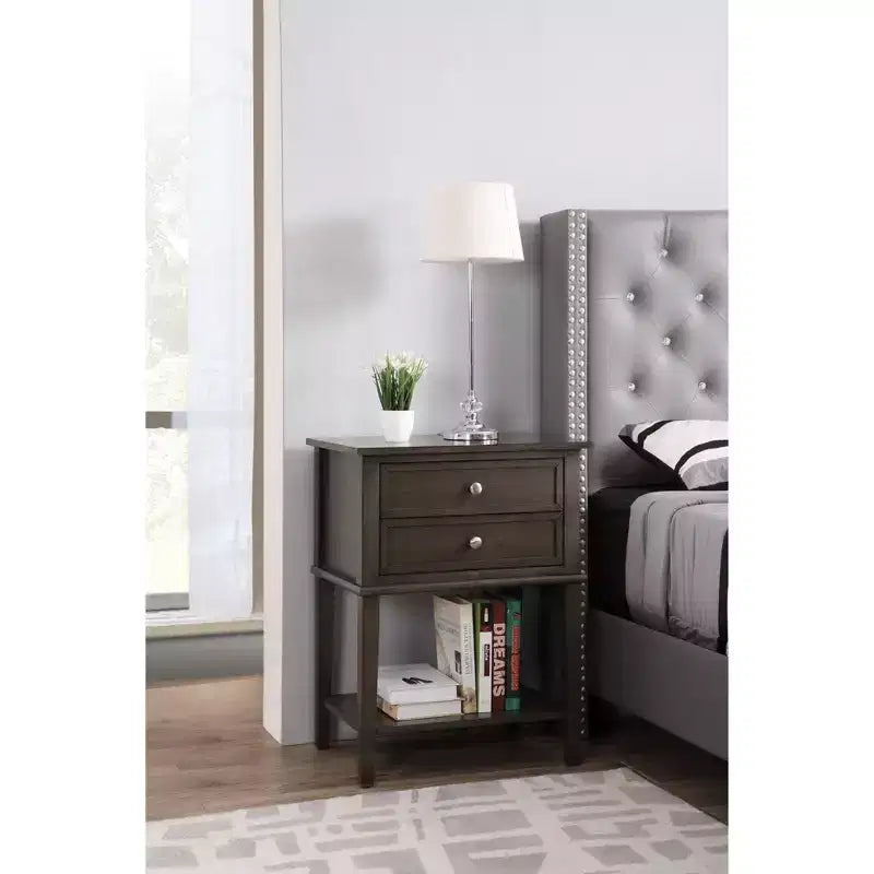 Passion Furniture Newton 2-Drawer Nightstand (28 in. H x 22 in. W x 16 in. D)