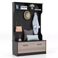 Costway 63 Inches Hall Tree with Coat Rack and Storage Bench Multifunctional Coat Rack Black/White