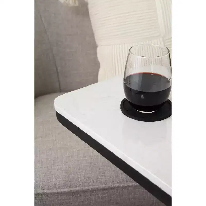 Kate and Laurel Credele Cultured Marble and Metal Accent C-Table