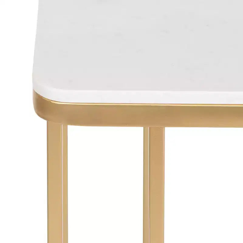 Kate and Laurel Credele Cultured Marble and Metal Accent C-Table