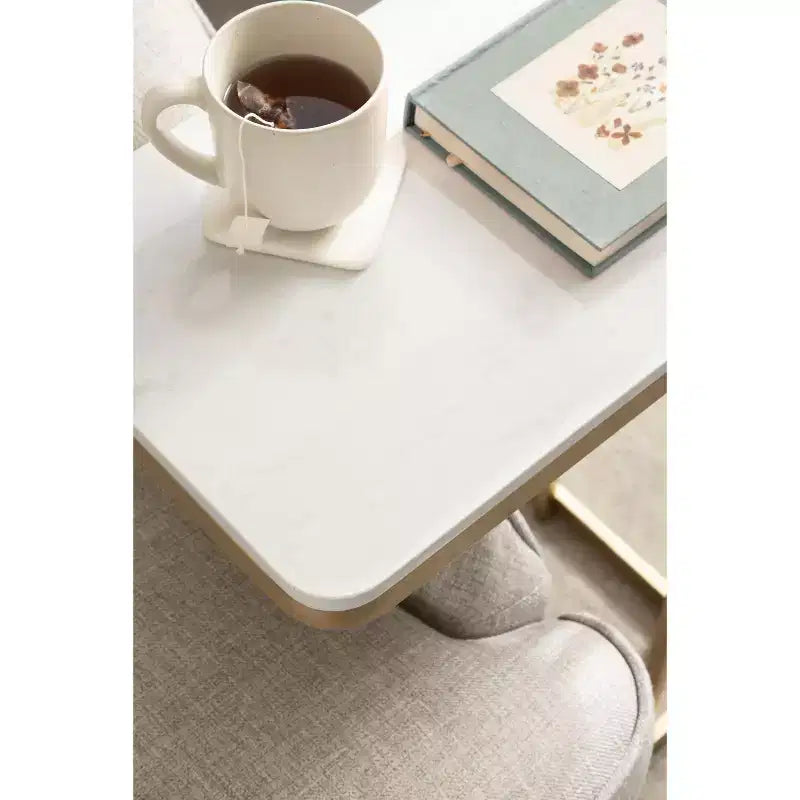 Kate and Laurel Credele Cultured Marble and Metal Accent C-Table