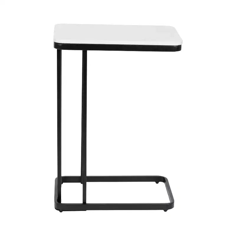 Kate and Laurel Credele Cultured Marble and Metal Accent C-Table