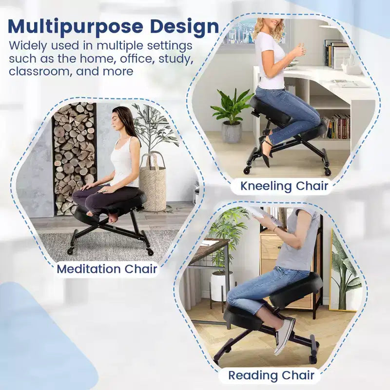 Costway Ergonomic Kneeling Chair Adjustable Stool with Lockable Universal Wheels Angle Seat