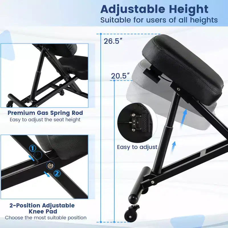 Costway Ergonomic Kneeling Chair Adjustable Stool with Lockable Universal Wheels Angle Seat